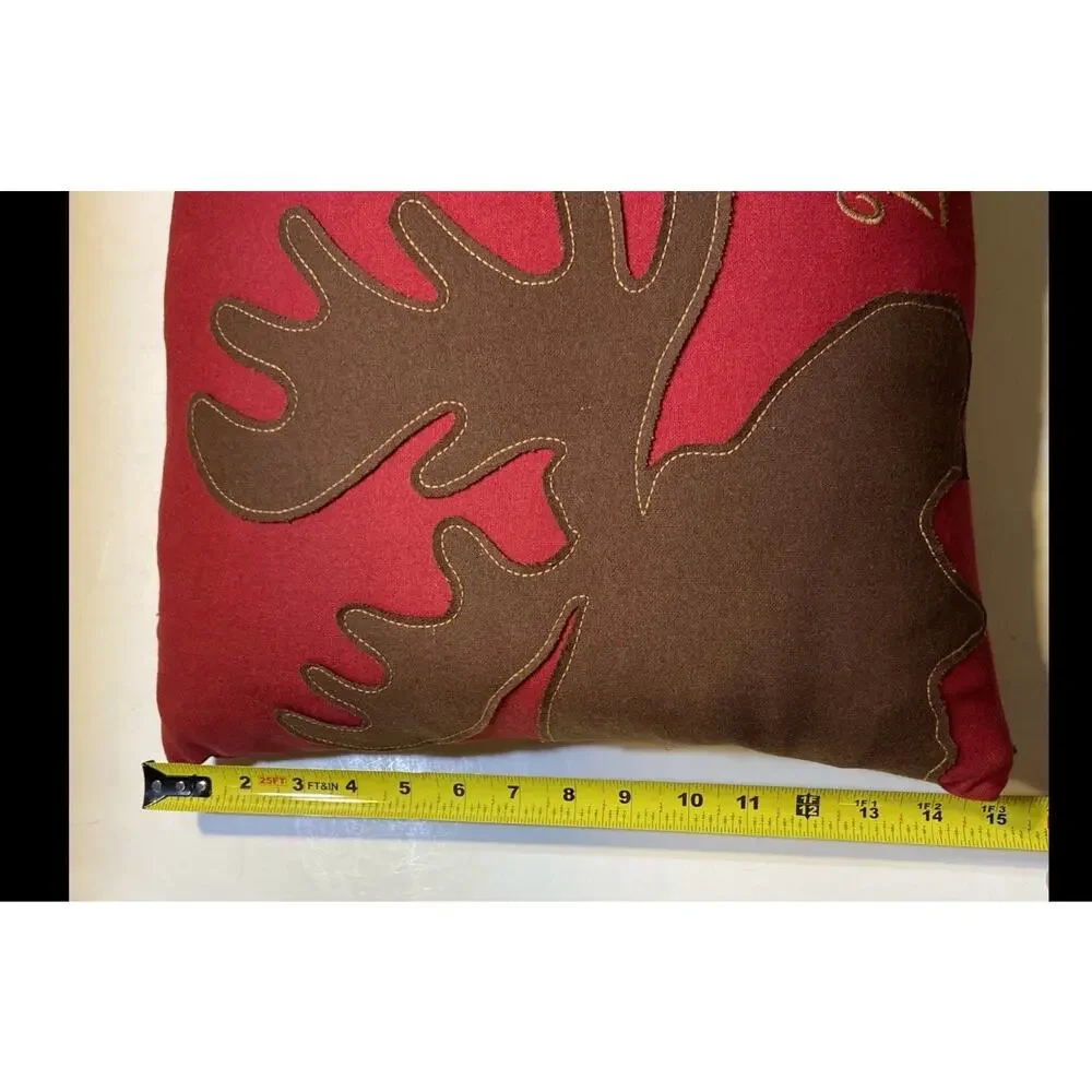 Woolrich MOOSE‎ ANTLER Decorative Appliqué Throw Feather Pillow 15”x 15” EUC